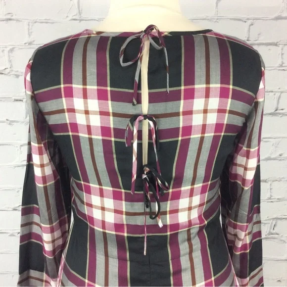 Loft Plaid Tie Back Dress, Size 12 - Picture 11 of 14